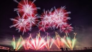 「岡山国際サーキット花火大会」視界に収まらない豪華な大輪!