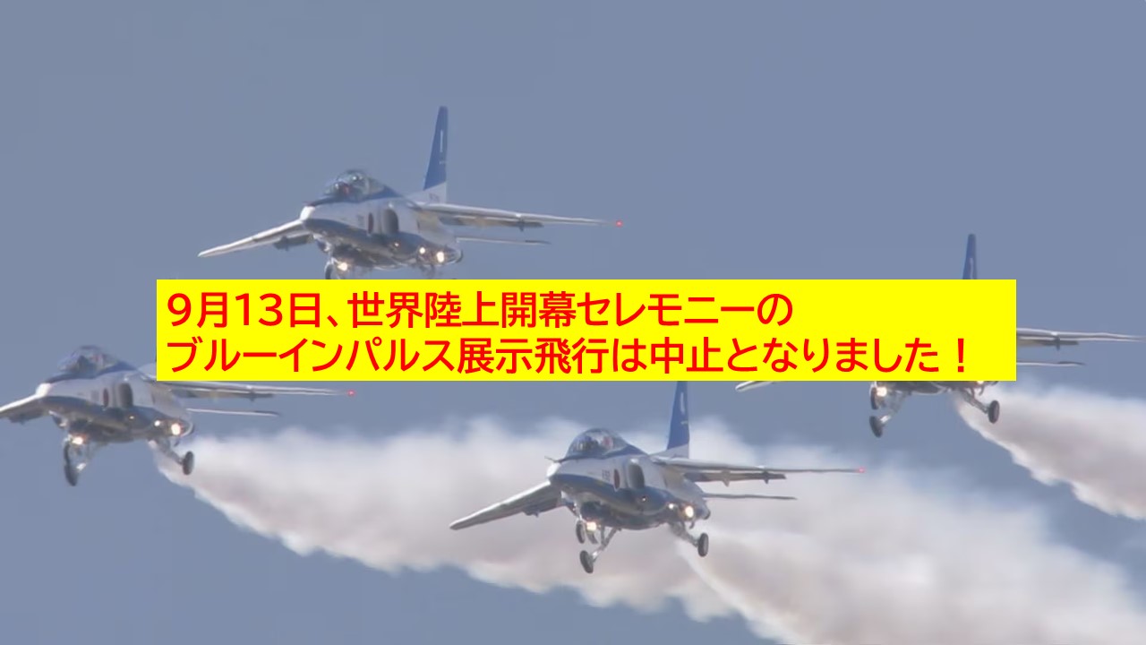 【悲報】ブルーインパルス、世界陸上開幕の都内周遊を中止！9/13